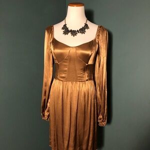 New , Altered state dress, bustier style  bones in structure, gold/ copper
